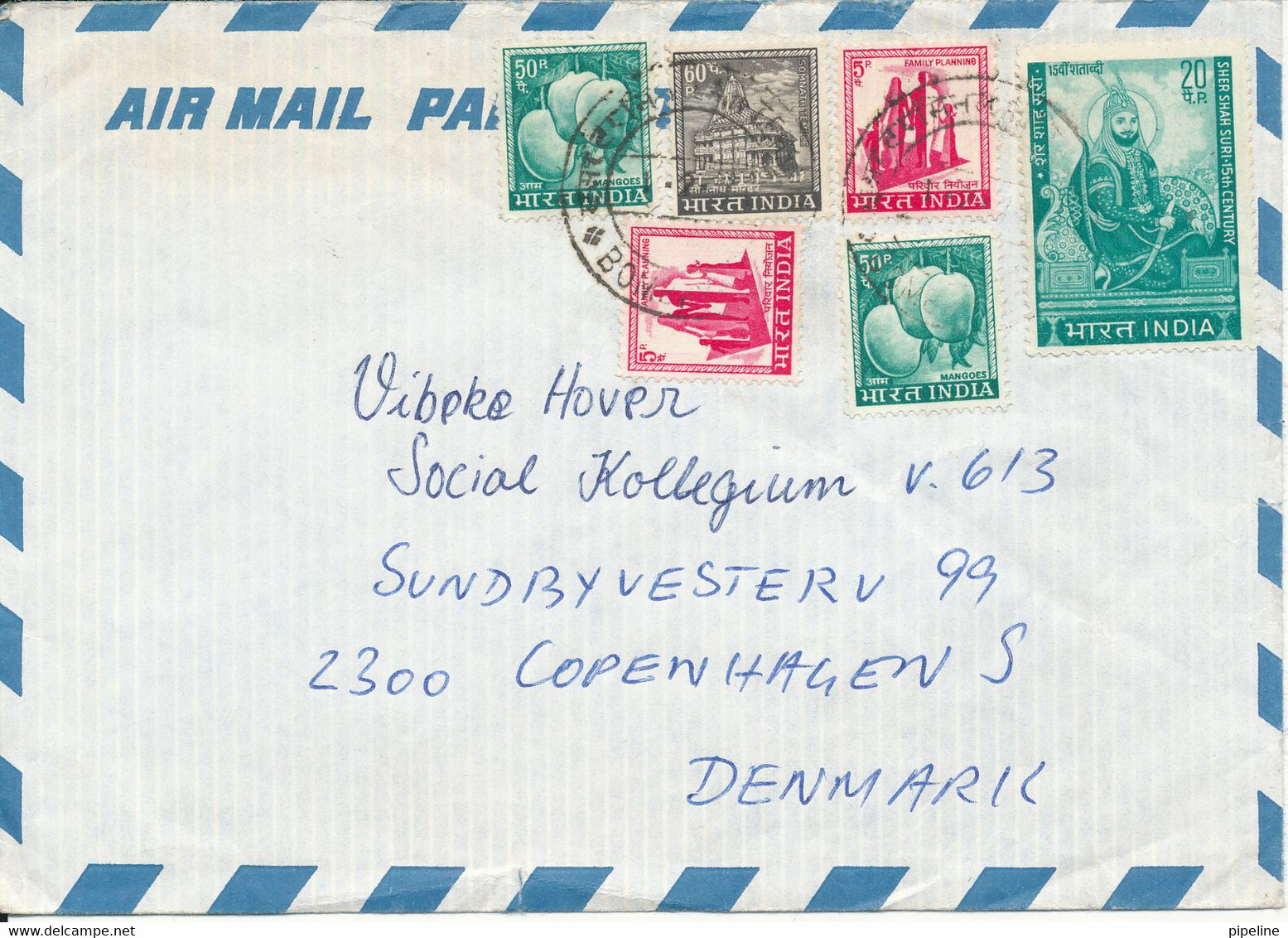 India Air Mail Cover Sent To Denmark Topic Stamps - Luftpost