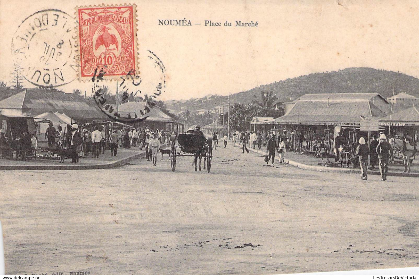 Nouvelle Calédonie - Nouméa - Place Du Marché - Edit. Raché - Animé - Charette - Carte Postale Ancienne - Nueva Caledonia