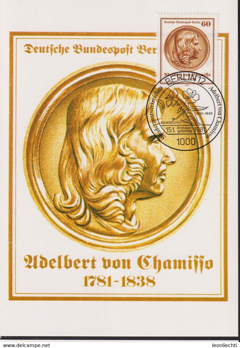 1981 Berlin MC, Mi:DE-BE 638, Yt:DE-BE 599, Adelbert Von Chamisso - Cartas Máxima