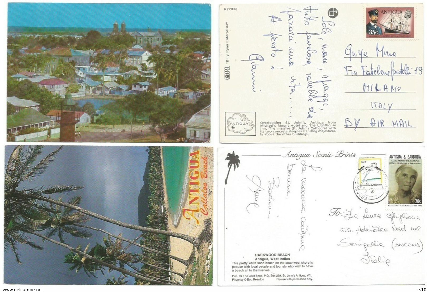 Antigua & Barbuda Nice Lot #7 Pcard Used 1971/1999 With Nice Views - Antigua Und Barbuda