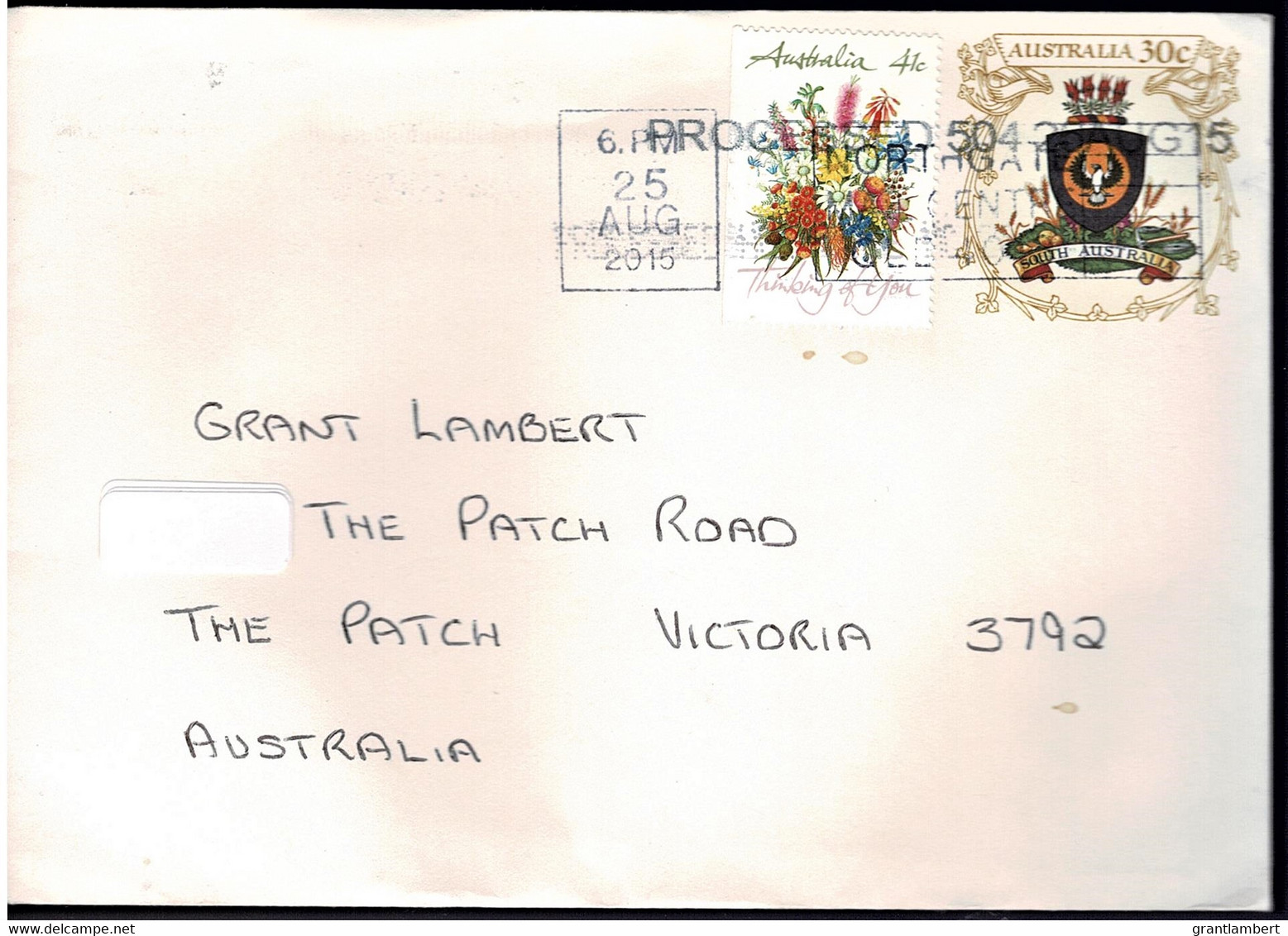 Australia 2015 South Australian Coat Of Arms Uprated PreStamped Envelope - Brieven En Documenten