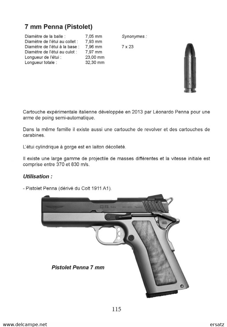 LES CARTOUCHES POUR PISTOLETS, REVOLVERS ET PISTOLETS-MITRAILLEURS Tome 1 : Calibres Métriques - Armes Neutralisées