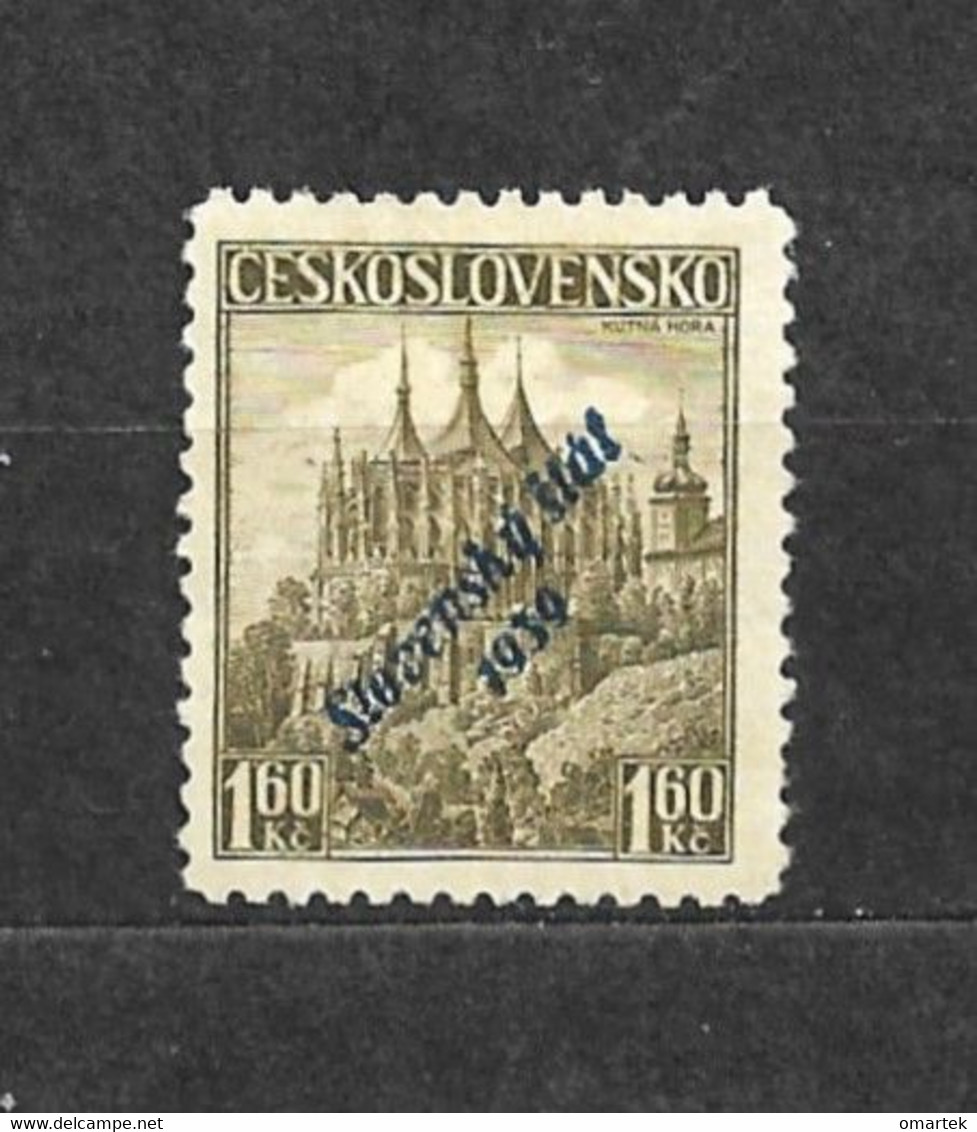 Slovakia Slowakei 1939 MH * Mi 15 Sc 15 Stamps Of Czechoslovakia Overprinted Slovensky Stat 1939. C2 - Ungebraucht