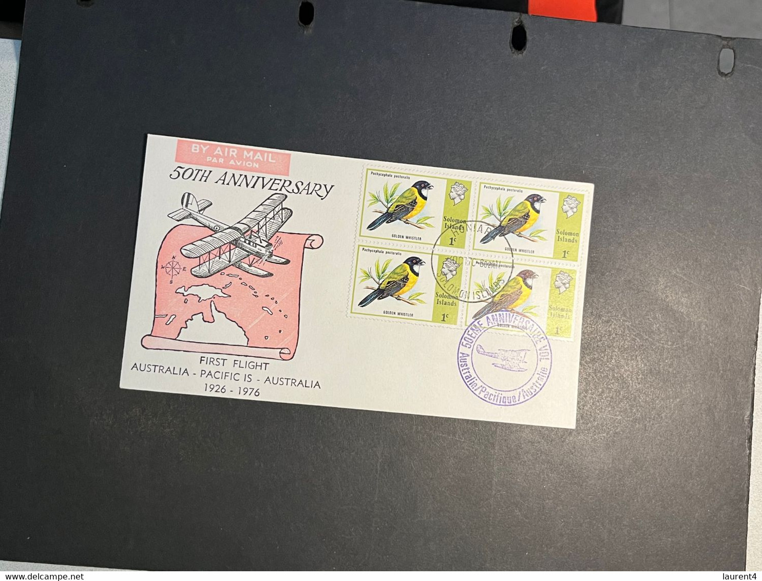 (3 Oø 28) 50th Anniversary Of First Flight - Australia - Pacific Islands - Australia - 1976 (Solomon Islands) - Erst- U. Sonderflugbriefe