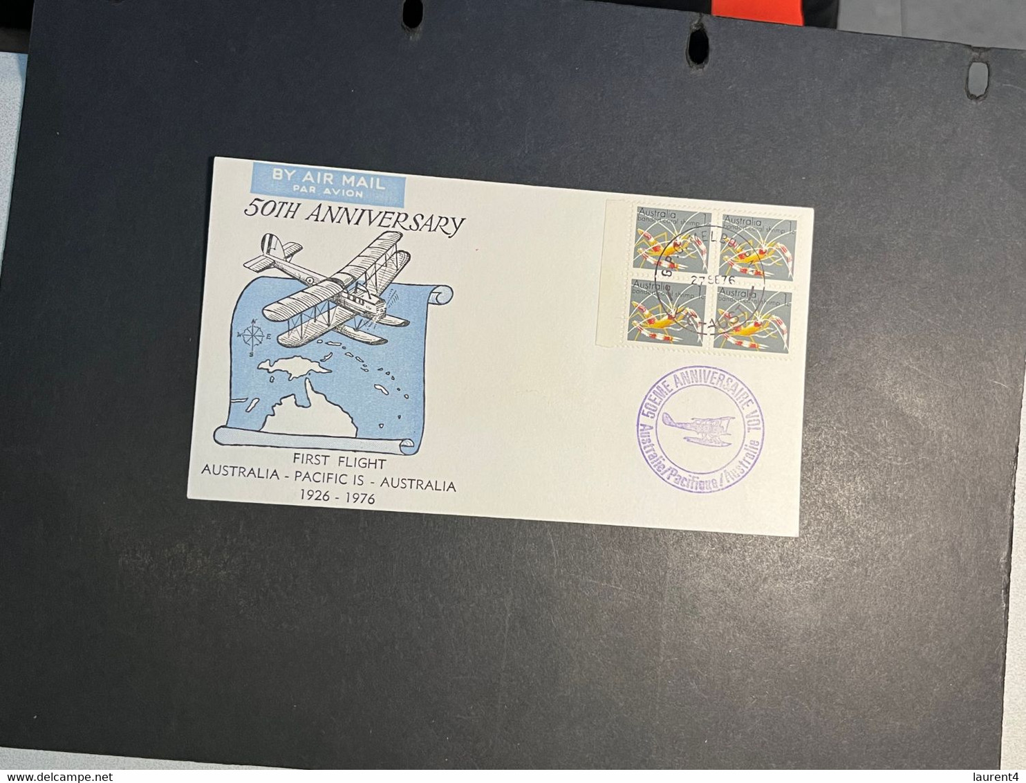 (3 Oø 28) 50th Anniversary Of First Flight - Australia - Pacific Islands - Australia - 1976 (Australia) - Erst- U. Sonderflugbriefe