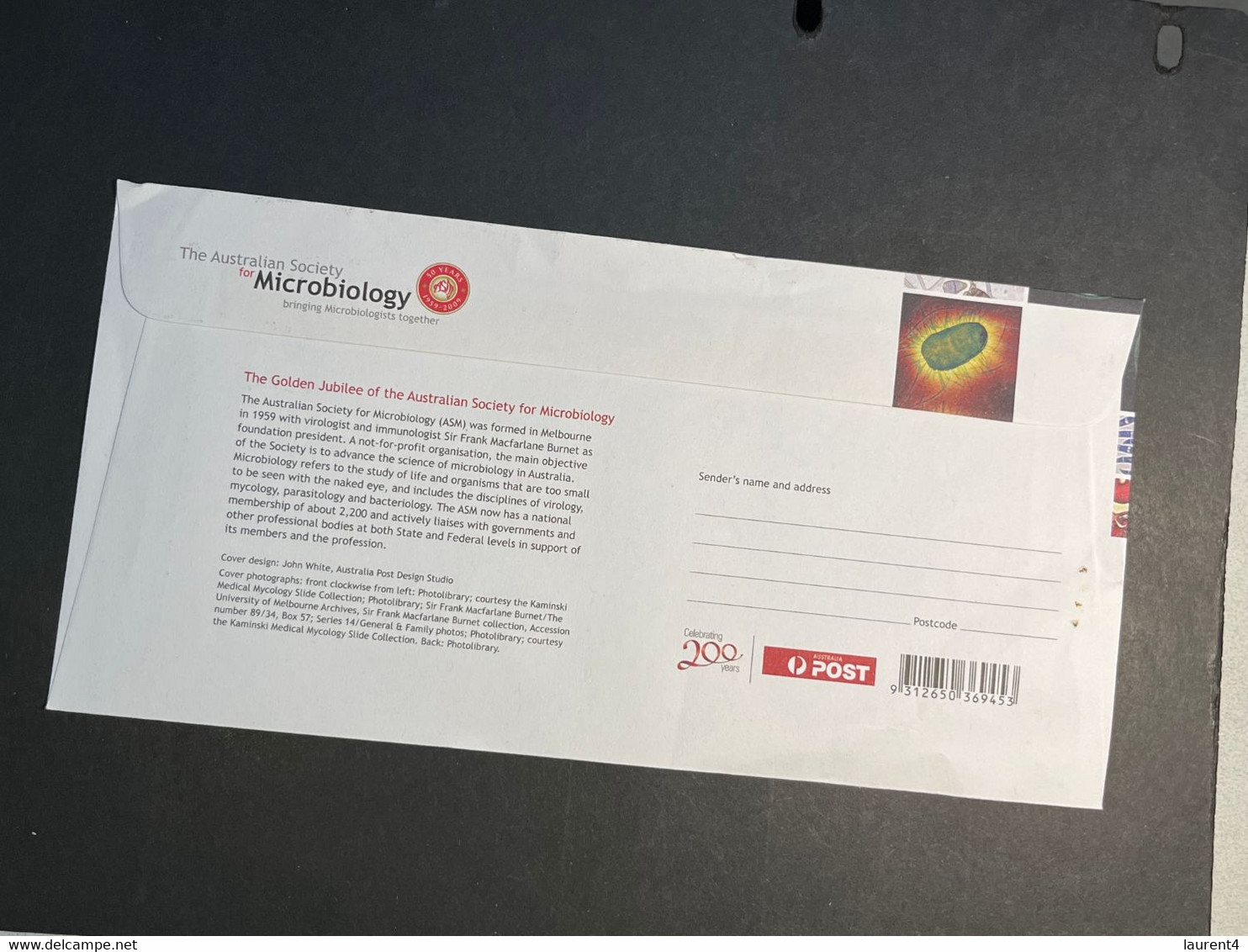 (3 Oø 28) Australia Pre-paid Envelope - Microbiology - 2009 - Sonstige & Ohne Zuordnung