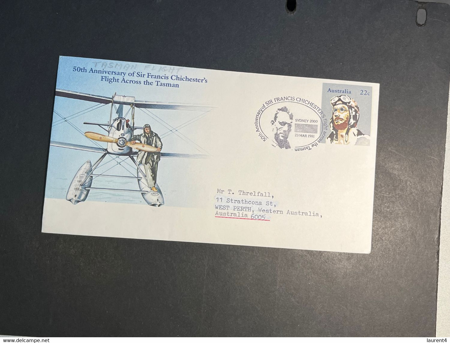 (3 Oø 28) Australia Pre-paid Envelope - 1981 - 50th Anniversary Of 1st Tasman Flight - First Flight Covers