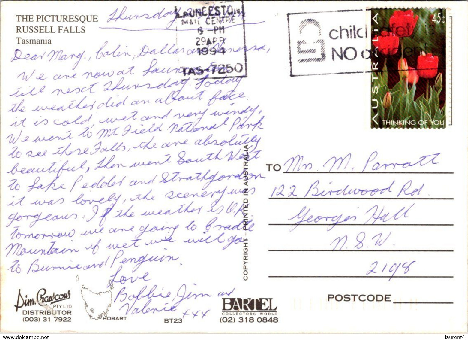 (3 Oø 30) Australia - TAS - Russell Falls (posted With Flower Stamp) - Other & Unclassified