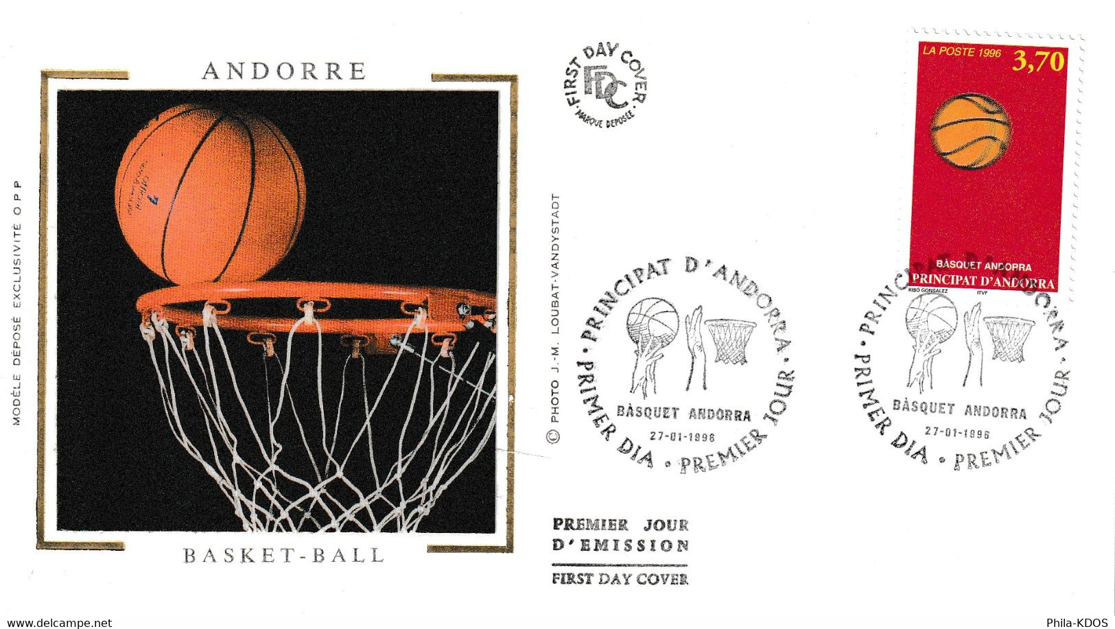 " BASKET-BALL " Sur Enveloppe 1er Jour Sur Soie De 1996 D'Andorre. N° YT 468. Parfait état FDC A SAISIR ! - Basketbal