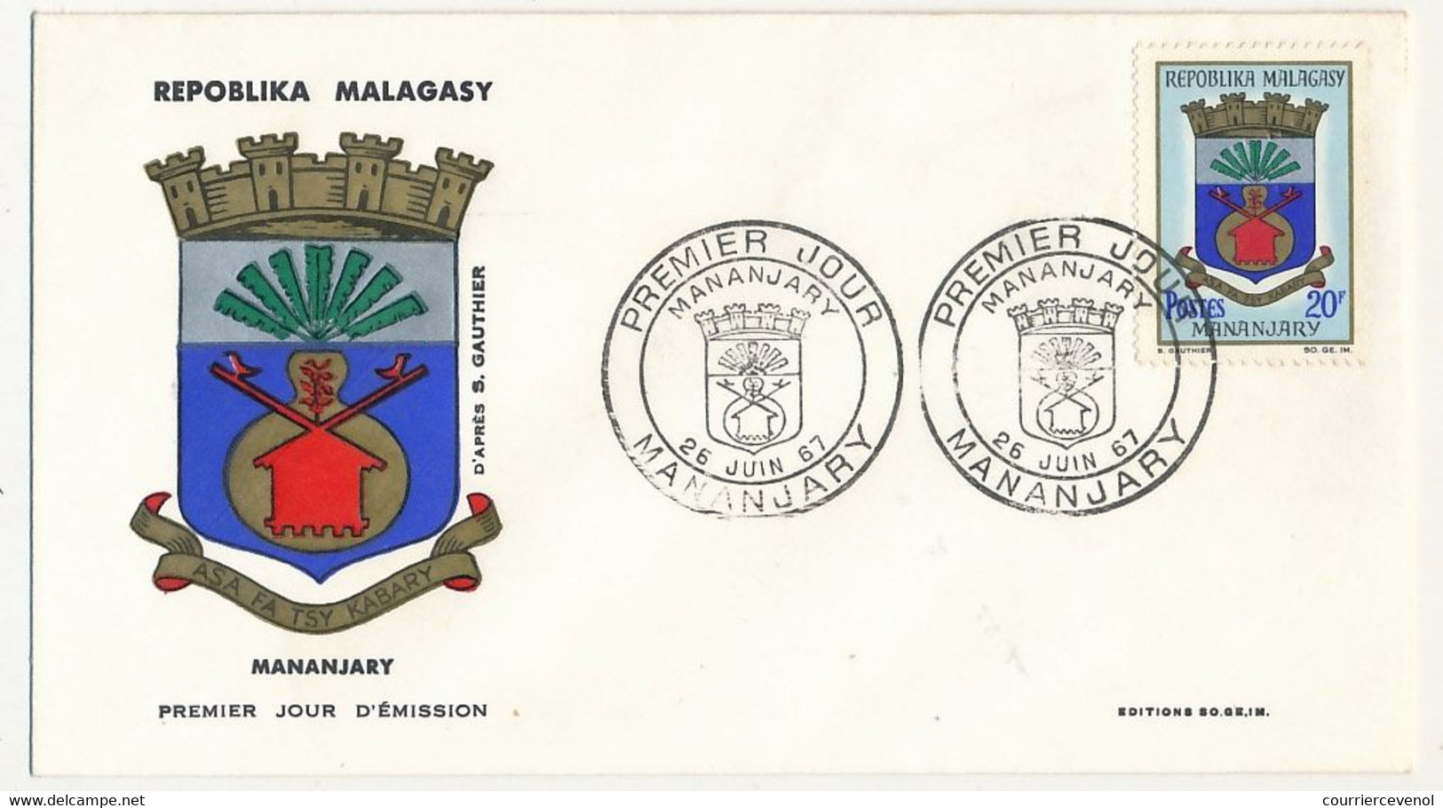 MADAGASCAR - 9 Enveloppes FDC - Blasons - Armoiries - 1964/65/66/67/70 - bel ensemble