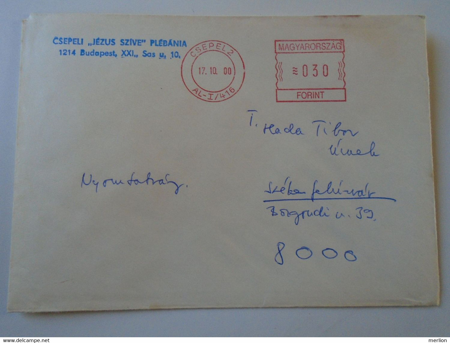 D193954 Hungary   Cover - EMA Red Meter Freistempel - 2000  CSEPEL - Viñetas De Franqueo [ATM]