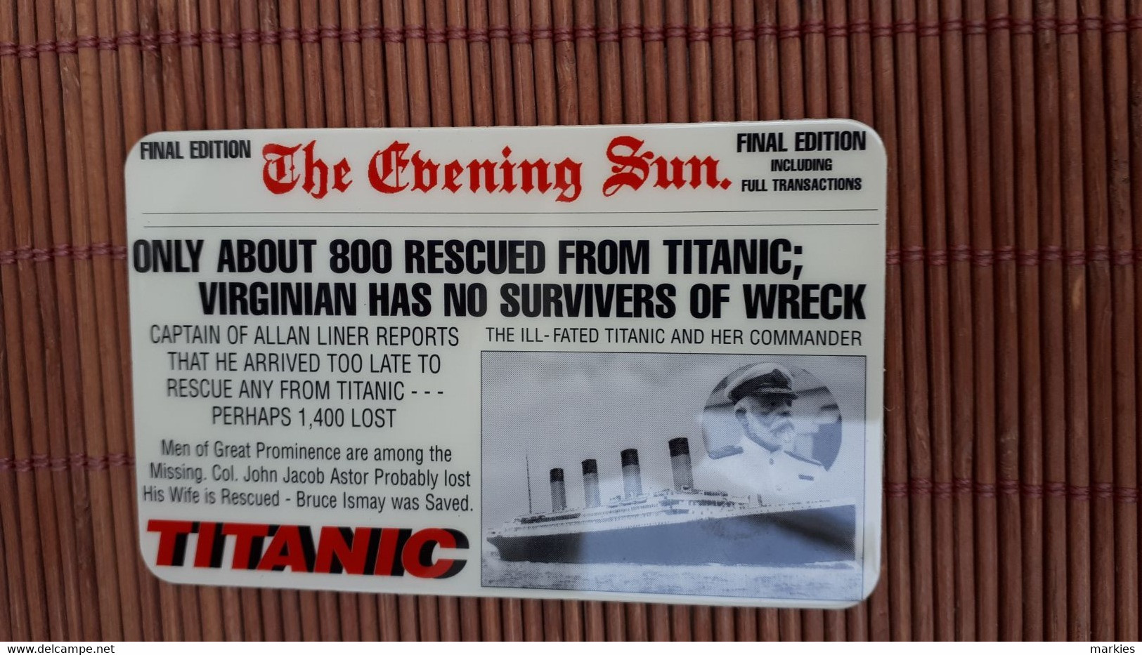 Titanic Phonecard  Mint  Rare ! - Boten