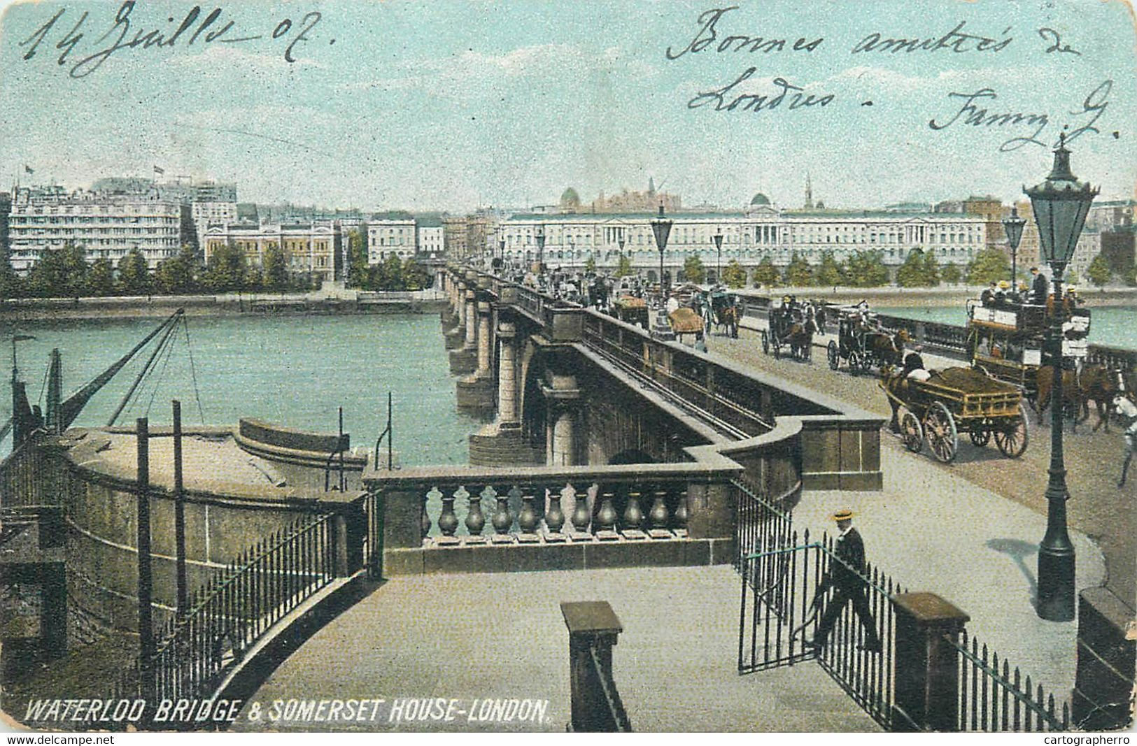 Postcard England Waterlod Bridge And Somerset House - River Thames