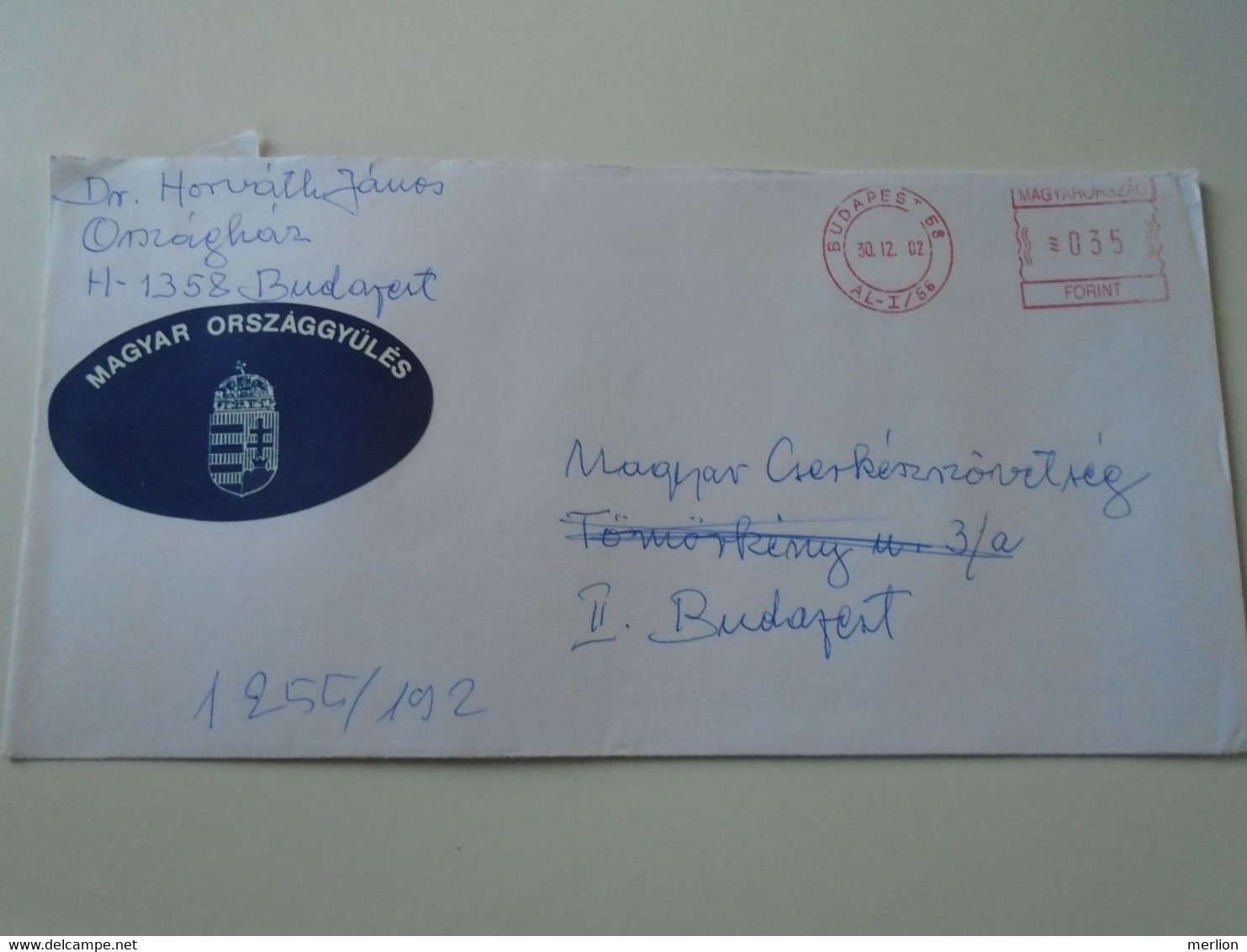 AD000.12.35 Hungary Cover -EMA Red Meter Freistempel -2002 -Budapest  Parliament  Dr. Horváth János - Országház  Scouts - Viñetas De Franqueo [ATM]