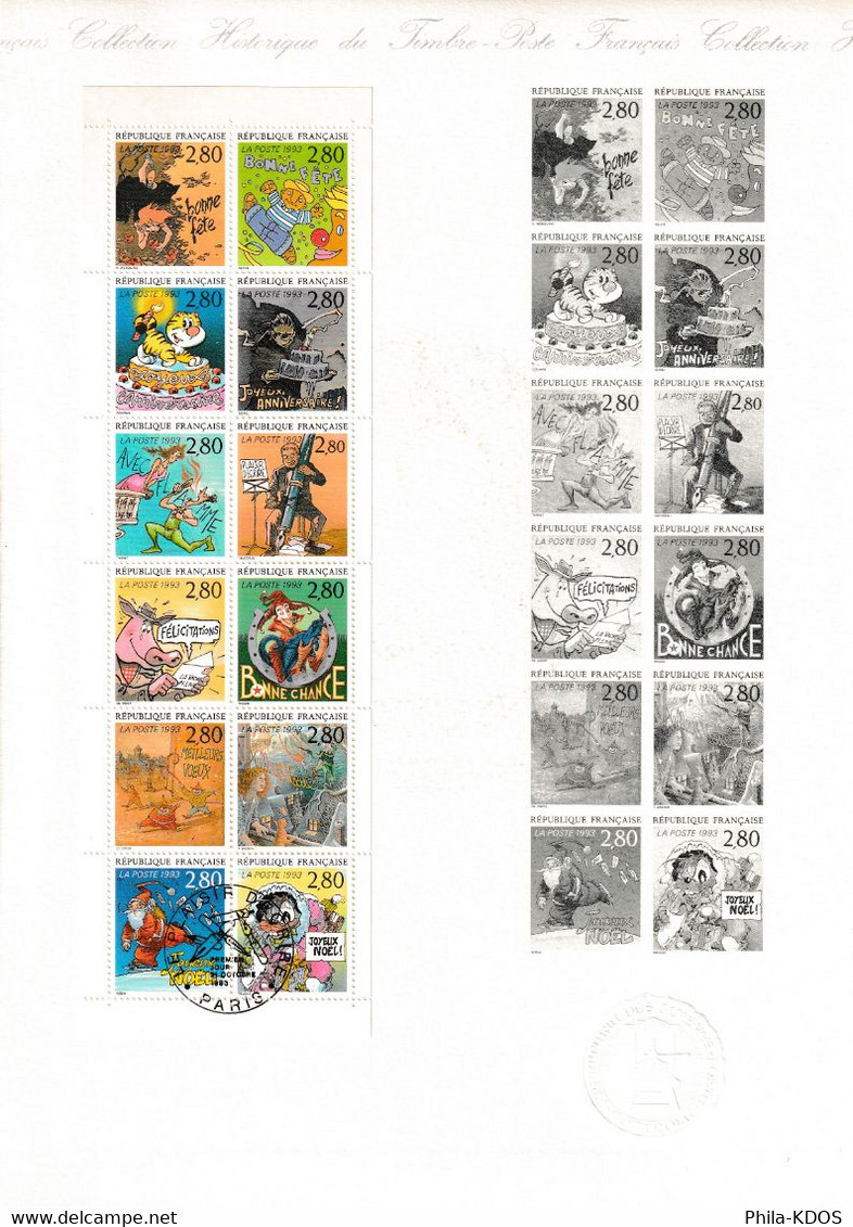 " LE PLAISIR D'ECRIRE VU PAR 12 ARTISTES DE BD " Sur Document Philat 1er Jour De 1993. N° YT 2836 à 2847 Parf. état. DPO - Bandes Dessinées