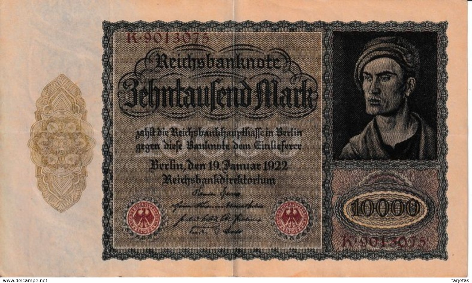 BILLETE DE ALEMANIA DE 10000 MARK DEL AÑO 1922 SIN LETRA (BANKNOTE) - 10000 Mark