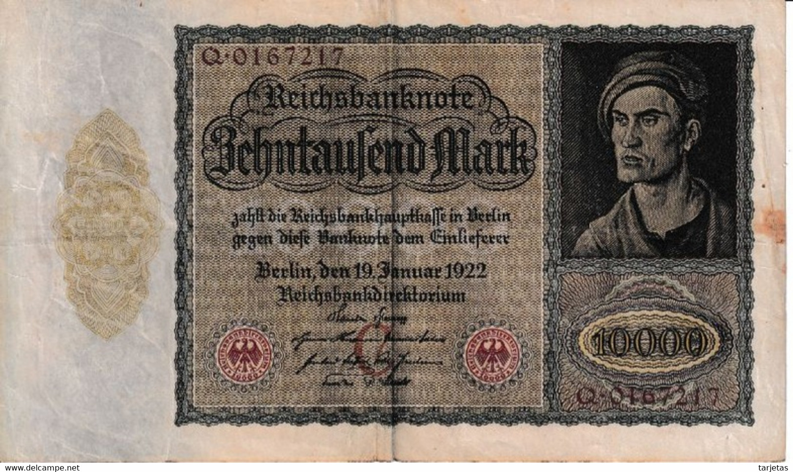 BILLETE DE ALEMANIA DE 10000 MARK DEL AÑO 1922 CON LETRA C (BANKNOTE) - 10.000 Mark