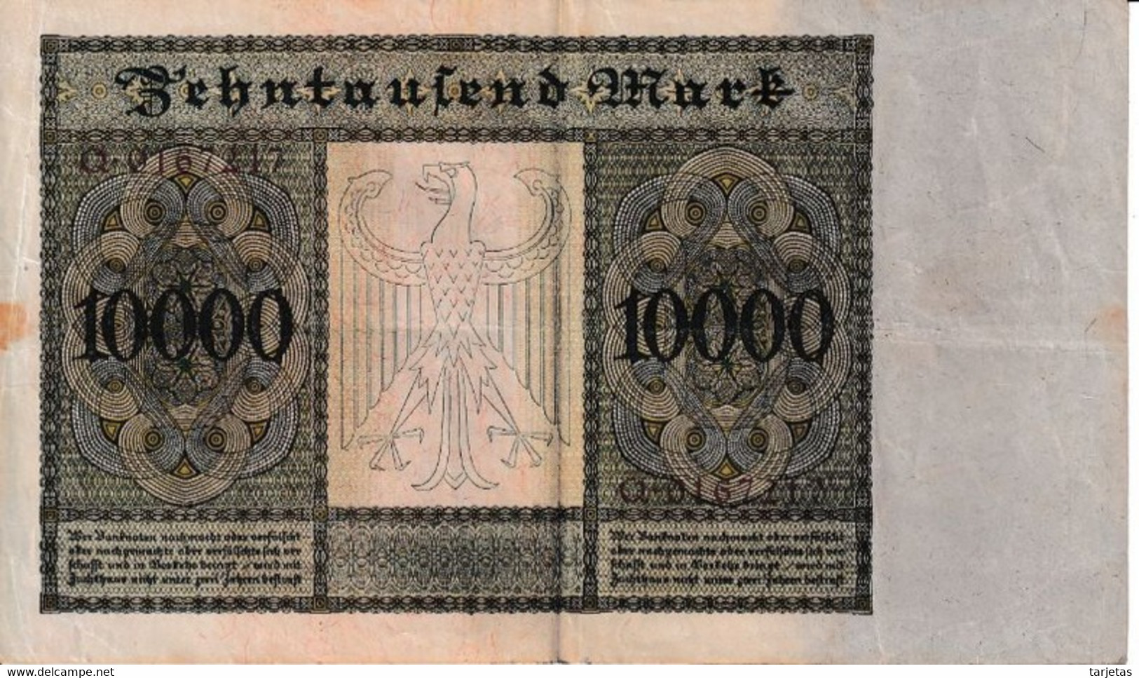 BILLETE DE ALEMANIA DE 10000 MARK DEL AÑO 1922 CON LETRA C (BANKNOTE) - 10000 Mark