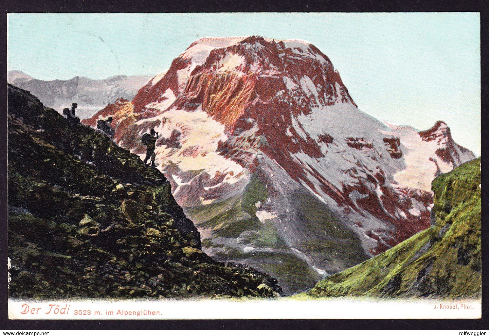 1909 Stempel MITLÖDI Auf AK: Bergsteiger Beim Tödi - Mitlödi