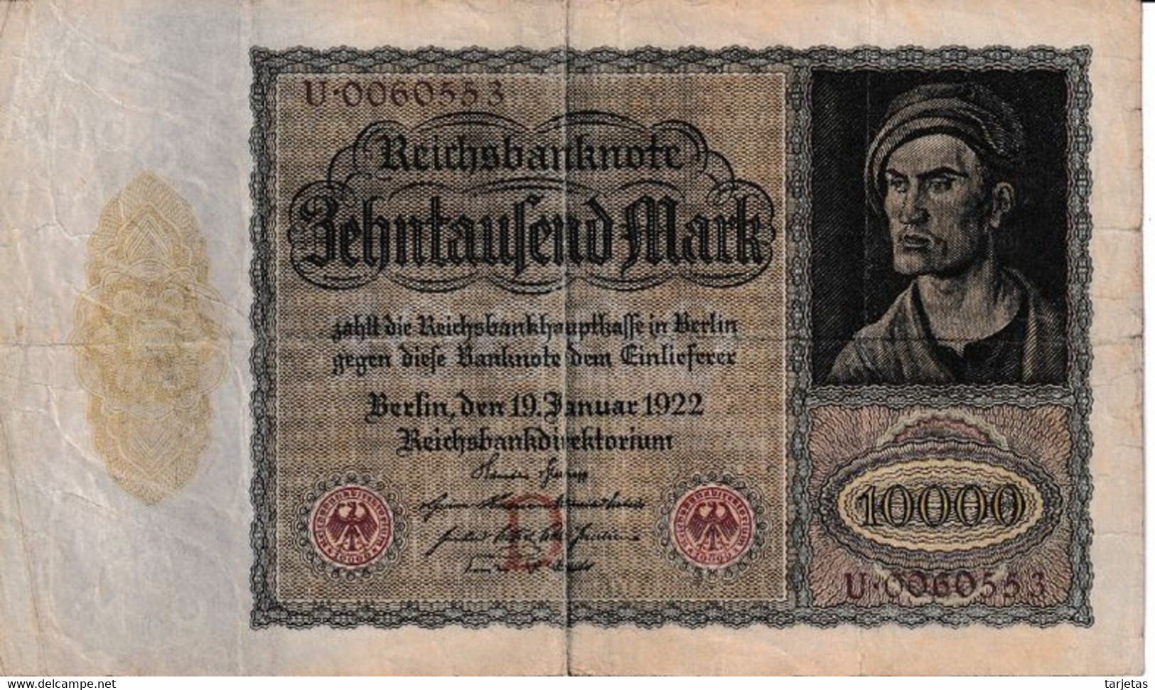 BILLETE DE ALEMANIA DE 10000 MARK DEL AÑO 1922 CON LETRA D (BANKNOTE) - 10000 Mark