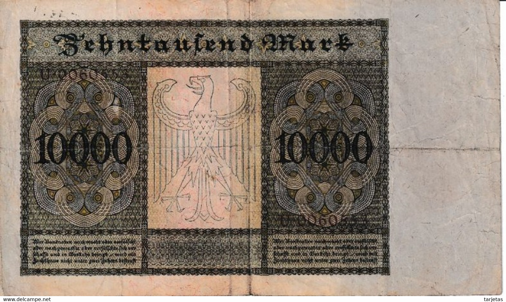 BILLETE DE ALEMANIA DE 10000 MARK DEL AÑO 1922 CON LETRA D (BANKNOTE) - 10.000 Mark