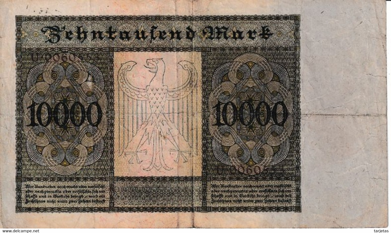 BILLETE DE ALEMANIA DE 10000 MARK DEL AÑO 1922 CON LETRA D (BANKNOTE) - 10000 Mark