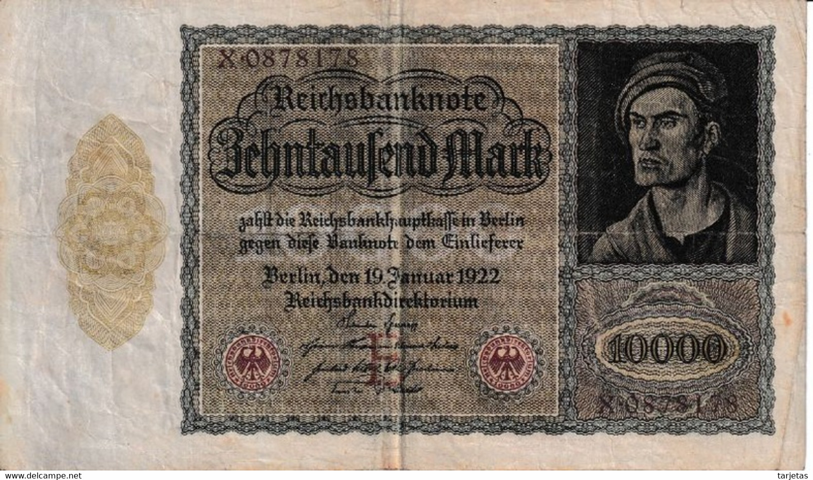 BILLETE DE ALEMANIA DE 10000 MARK DEL AÑO 1922 CON LETRA E (BANKNOTE) - 10000 Mark