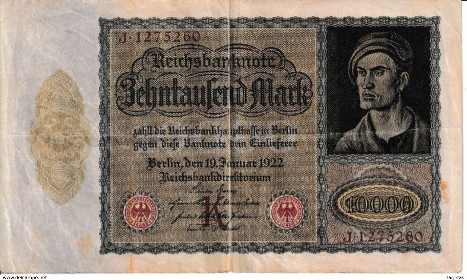 BILLETE DE ALEMANIA DE 10000 MARK DEL AÑO 1922 CON LETRA K (BANKNOTE) - 10000 Mark