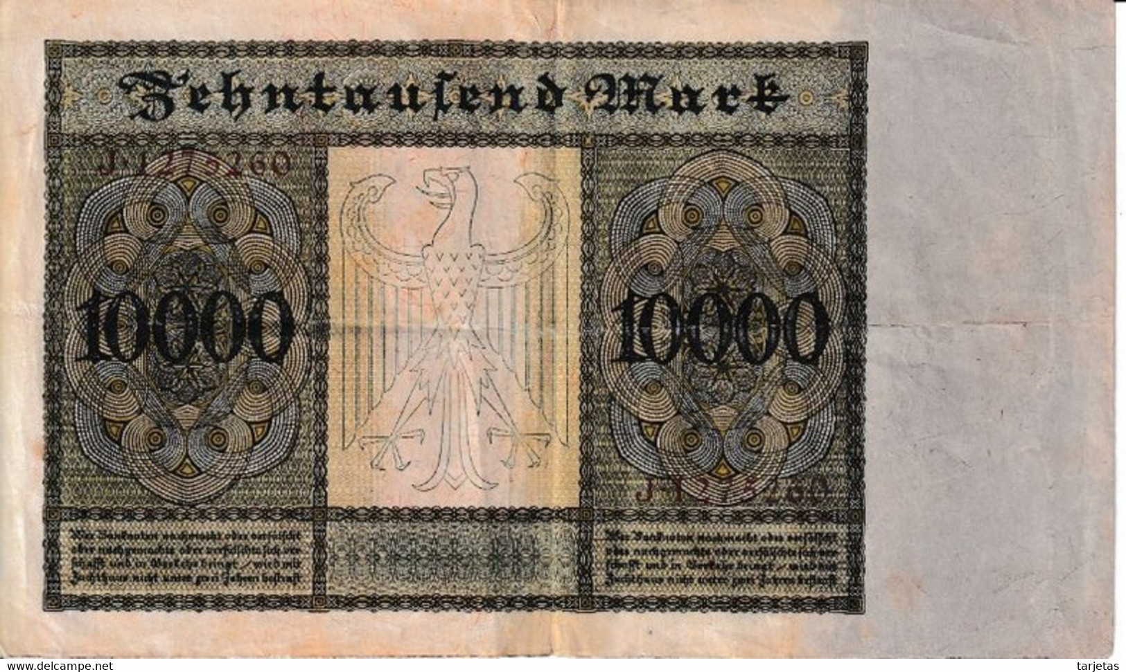 BILLETE DE ALEMANIA DE 10000 MARK DEL AÑO 1922 CON LETRA K (BANKNOTE) - 10000 Mark