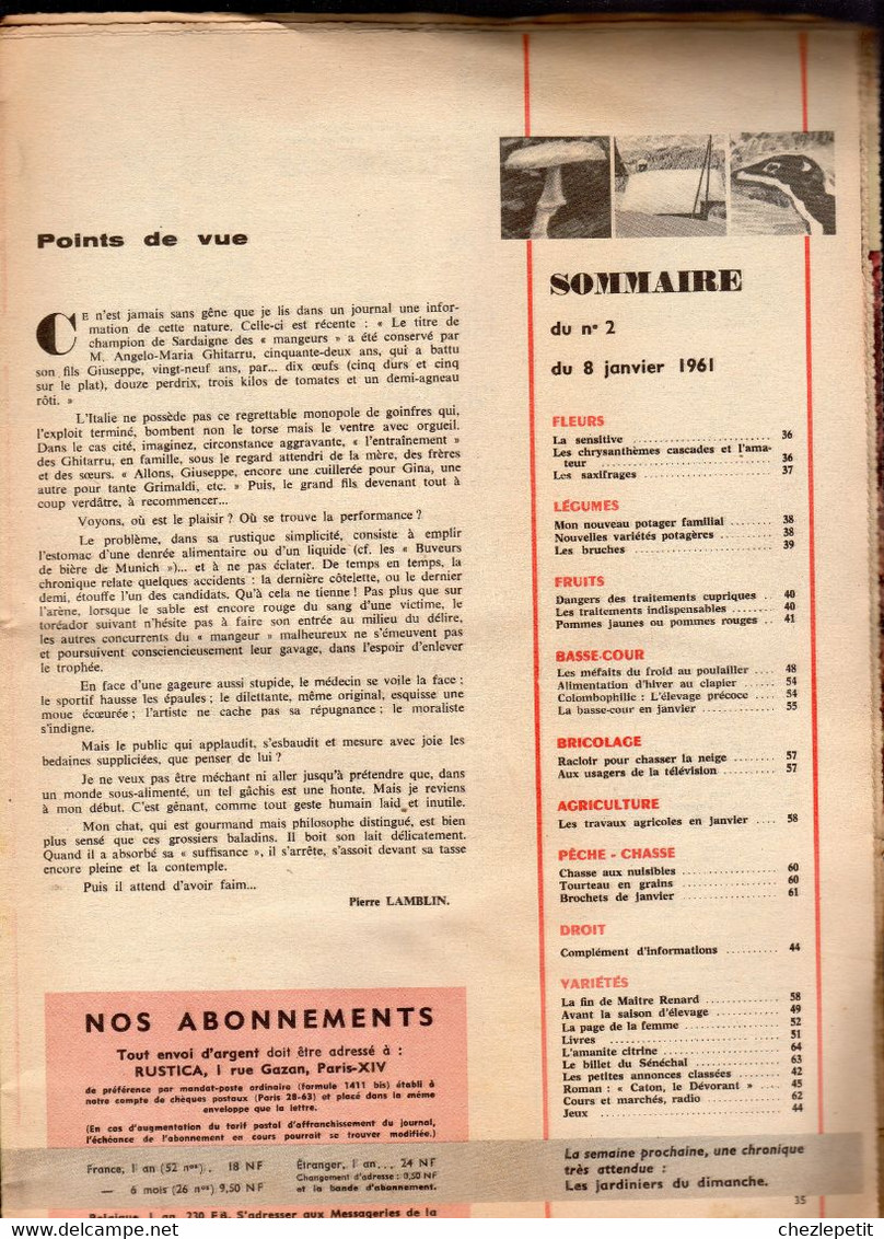 RUSTICA N°2 1961 Basse Cour élevage Bruches Brochet French Gardening Magazine - Jardinería