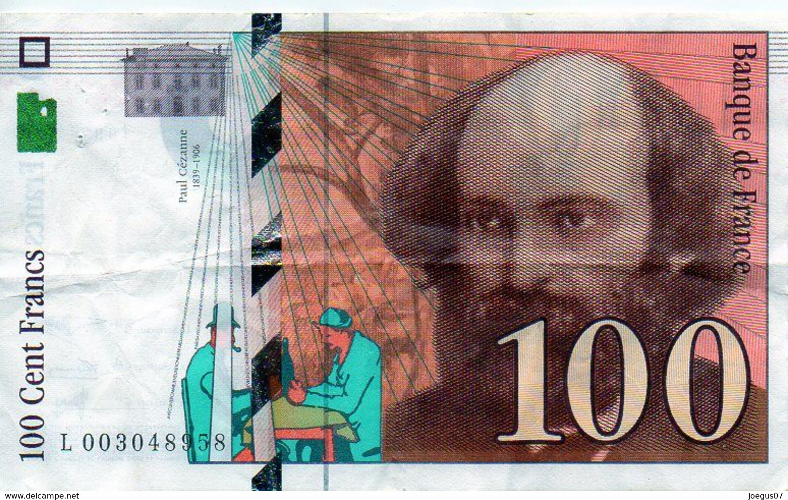 Billet 100 Francs Paul CEZANNE Année 1997 - L 003048958 - 100 F 1997-1998 ''Cézanne''