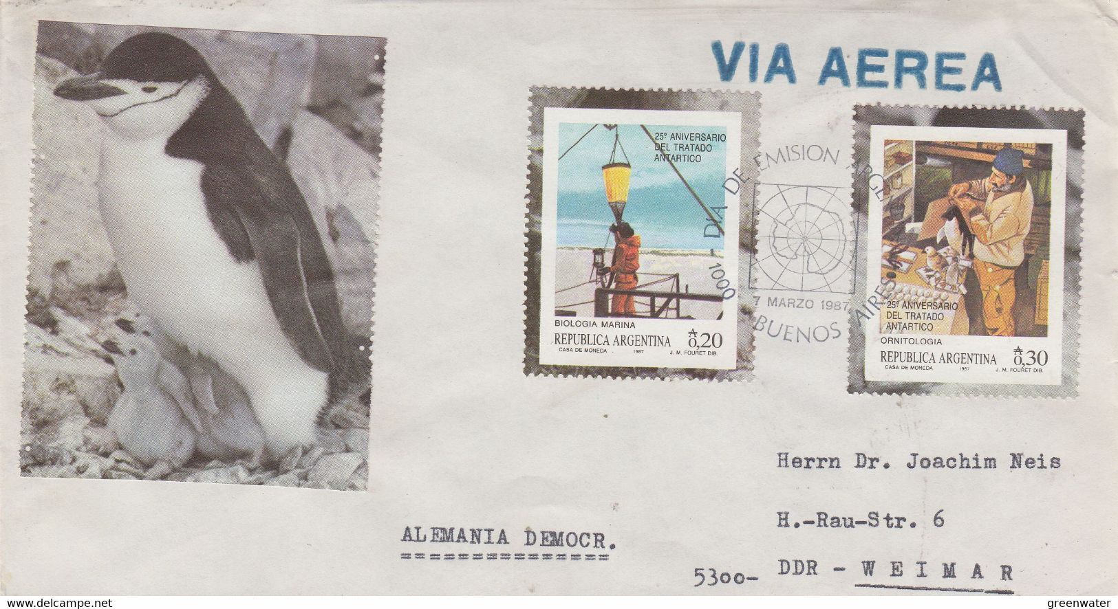 Argentina 1987 25th. Ann. Antarctic Treaty 2v FDC (TA199) - Tratado Antártico