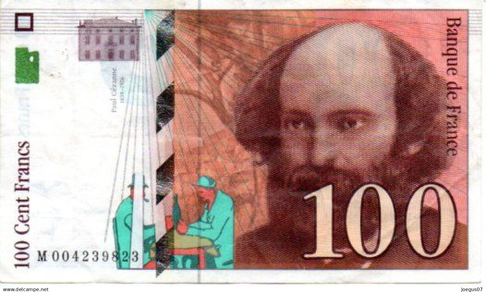 Billet 100 Francs Paul CEZANNE Année 1997 - M 004239823 - 100 F 1997-1998 ''Cézanne''