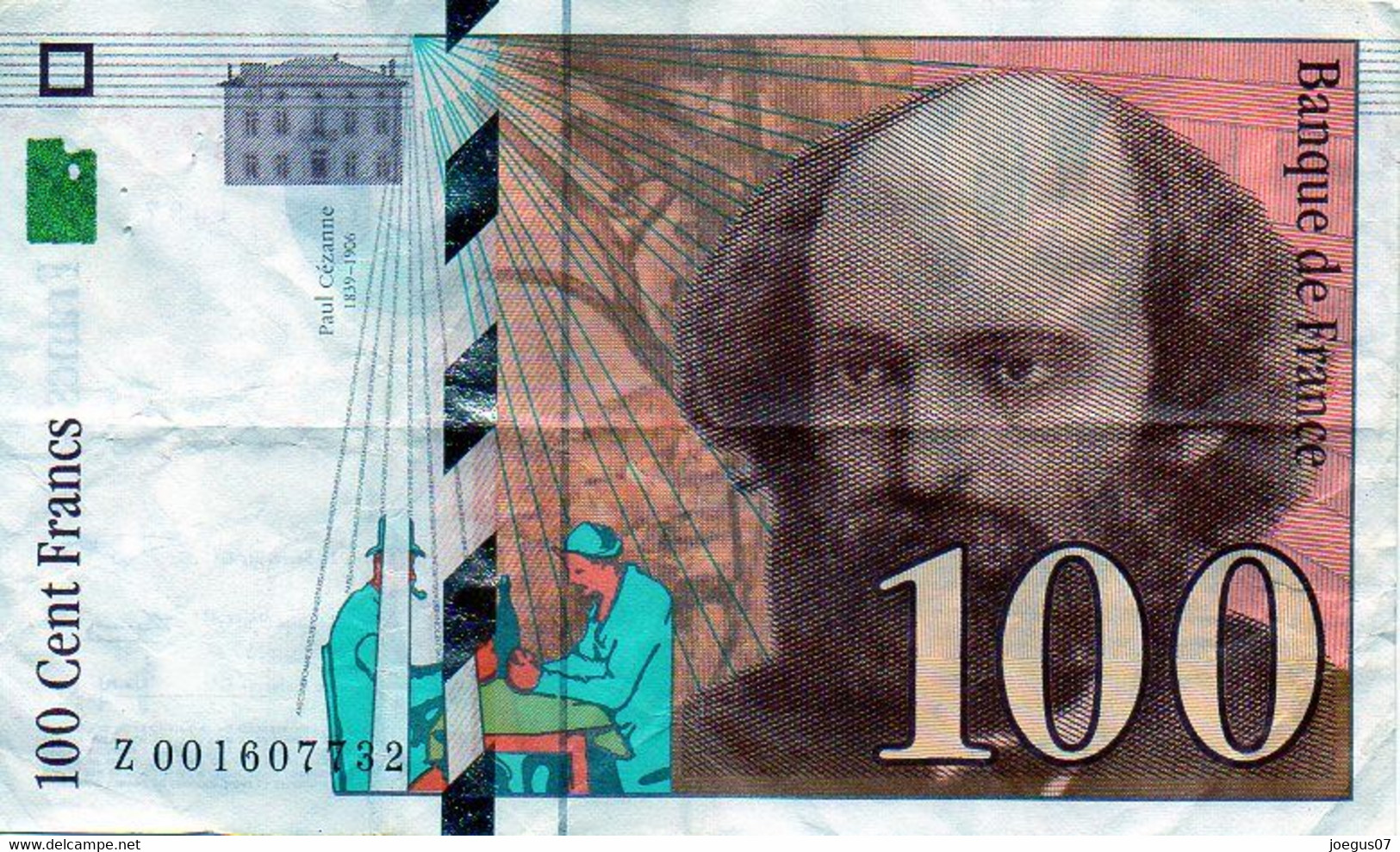 Billet 100 Francs Paul CEZANNE Année 1997 - Z 001607732 - 100 F 1997-1998 ''Cézanne''