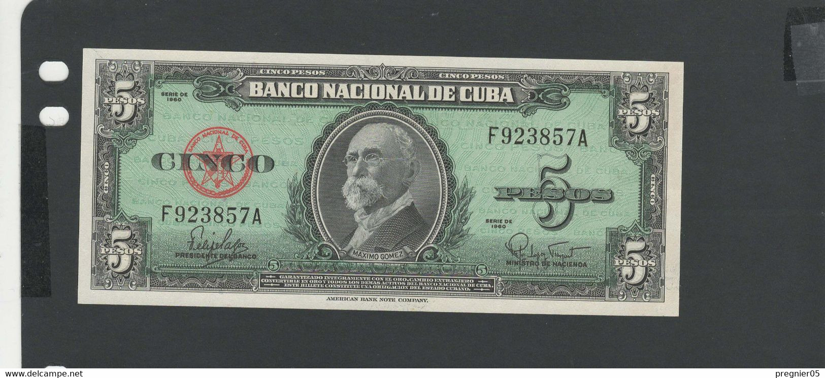 CUBA - Billet 5 Pesos 1960 NEUF/UNC Pick-92a - Cuba