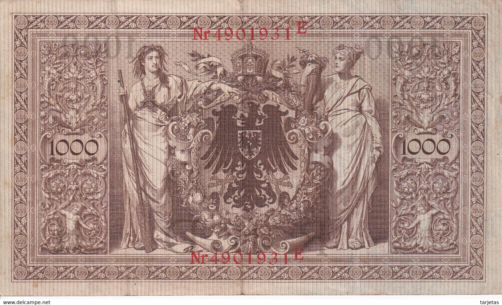 BILLETE DE ALEMANIA DE 1000 MARK DEL AÑO 1910 LETRA H (BANK NOTE) - 1000 Mark