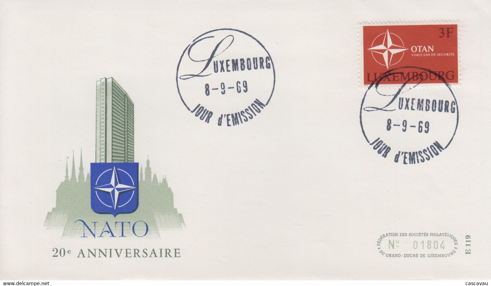 Enveloppe  FDC  1er  Jour   LUXEMBOURG   20éme  Anniversaire  De   L' O.T.A.N    1969 - NAVO