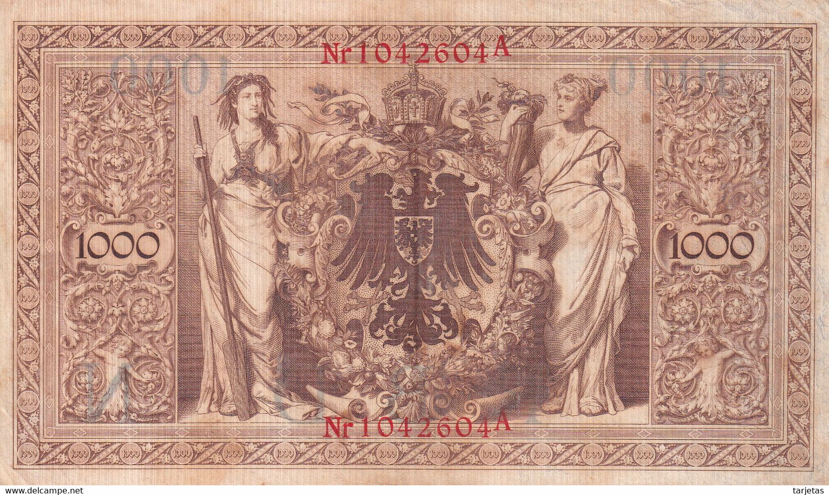 BILLETE DE ALEMANIA DE 1000 MARK DEL AÑO 1910 LETRA N (BANK NOTE) - 1.000 Mark