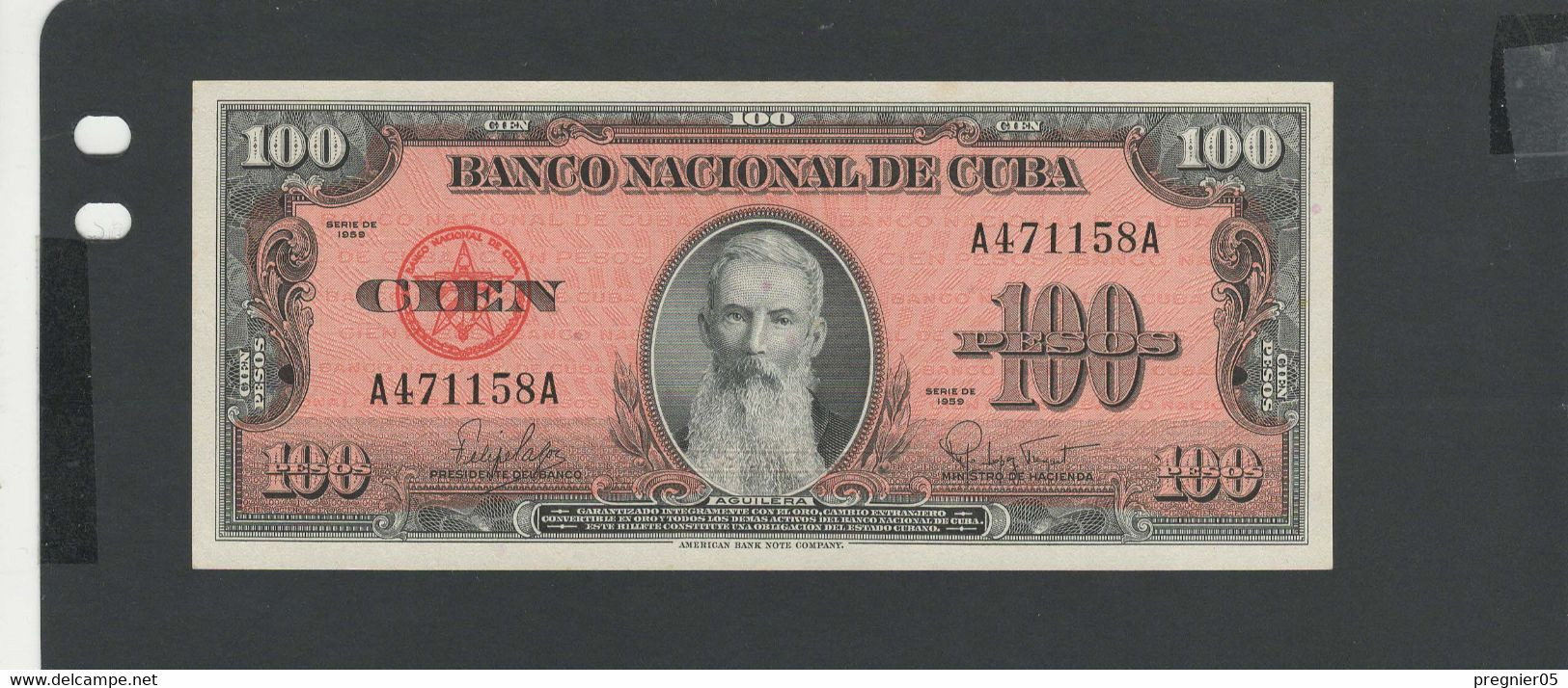 CUBA - Billet 100 Pesos 1959 NEUF/UNC Pick-93a - Cuba