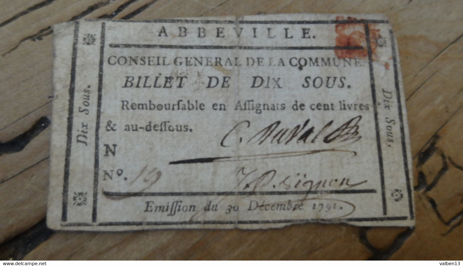 Billet De Confiance, ABBEVILLE, Billet De Dix Sous - 1791 ............ CL-1-4 - Finnland