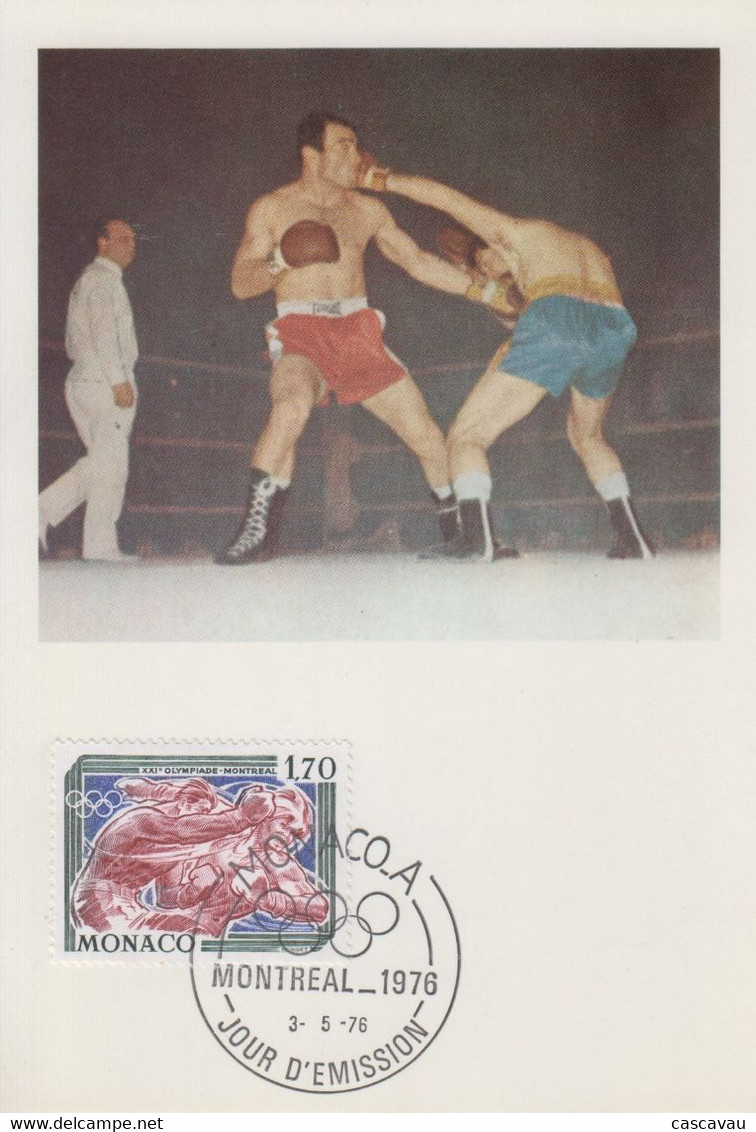 Carte Maximum  1er  Jour   MONACO    BOXE   Jeux  Olympiques  MONTREAL   1976 - Boxeo