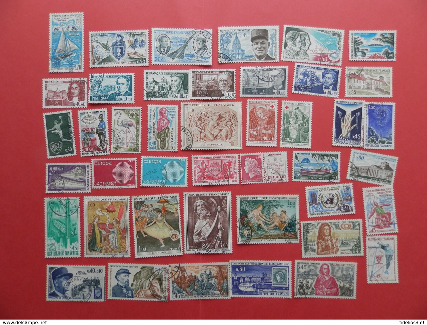 FRANCE OBLITERES : ANNEE COMPLETE 1970 SOIT 42 TIMBRES POSTE DIFFERENTS + PA 44  1ER CHOIX - 1970-1979