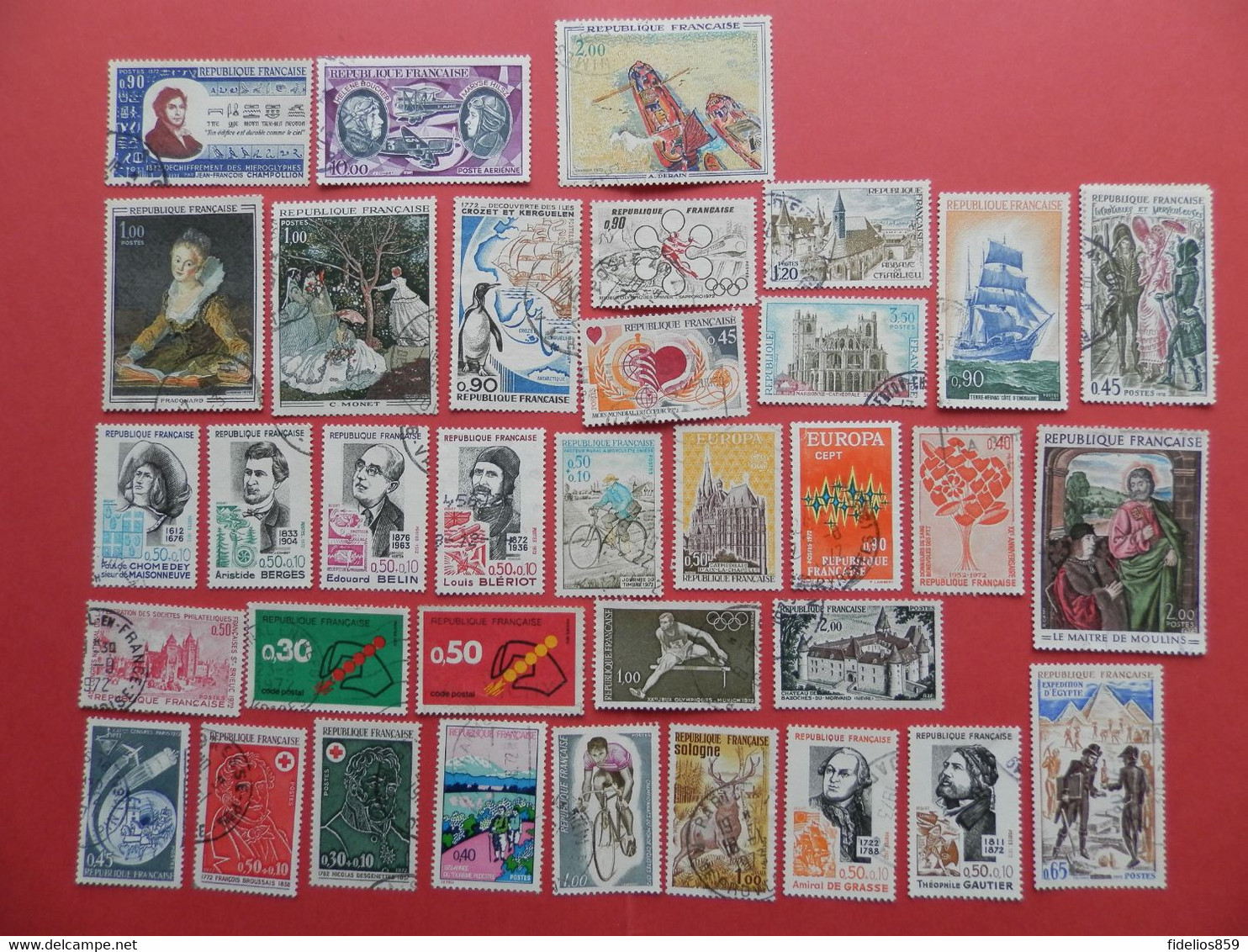 FRANCE OBLITERES : ANNEE COMPLETE 1972 SOIT 35 TIMBRES POSTE DIFFERENTS + PA  47 1ER CHOIX - 1970-1979