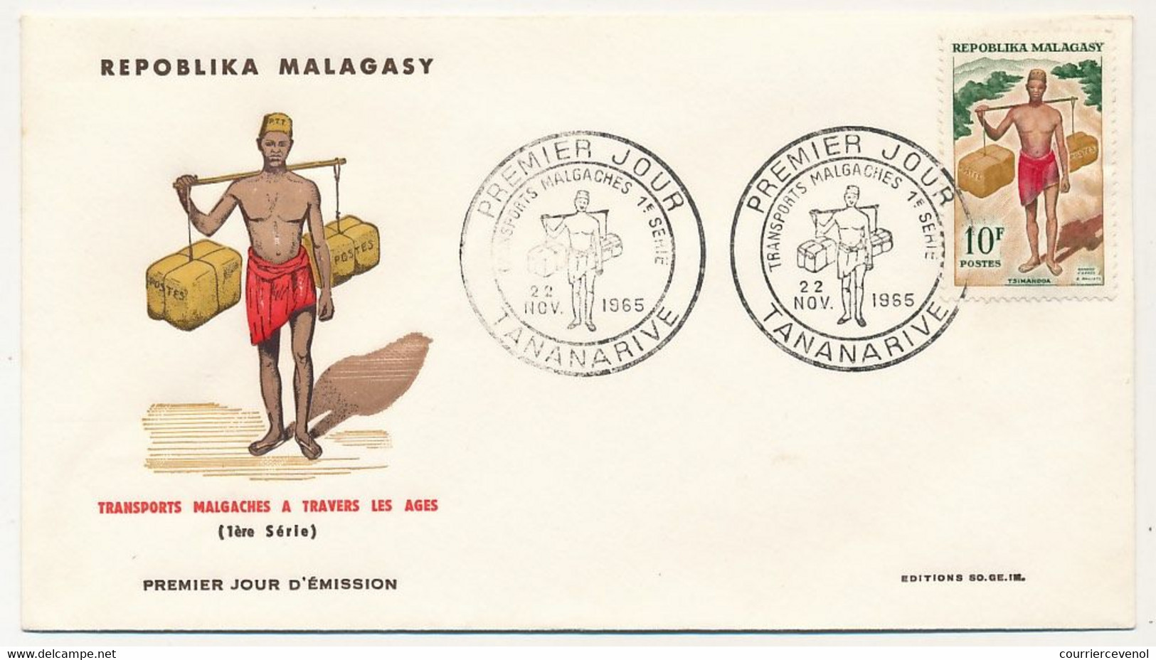 MADAGASCAR - 4 Enveloppes FDC - Transports Malgaches - Tananarive - 22 Nov 1966 - Madagaskar (1960-...)