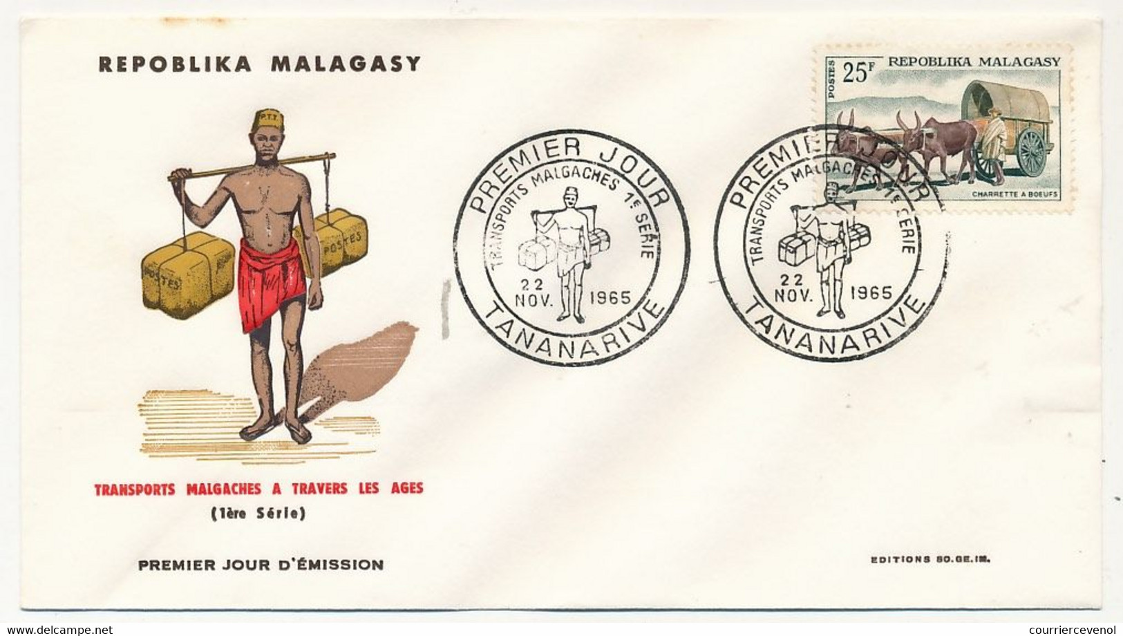 MADAGASCAR - 4 Enveloppes FDC - Transports Malgaches - Tananarive - 22 Nov 1966 - Madagascar (1960-...)