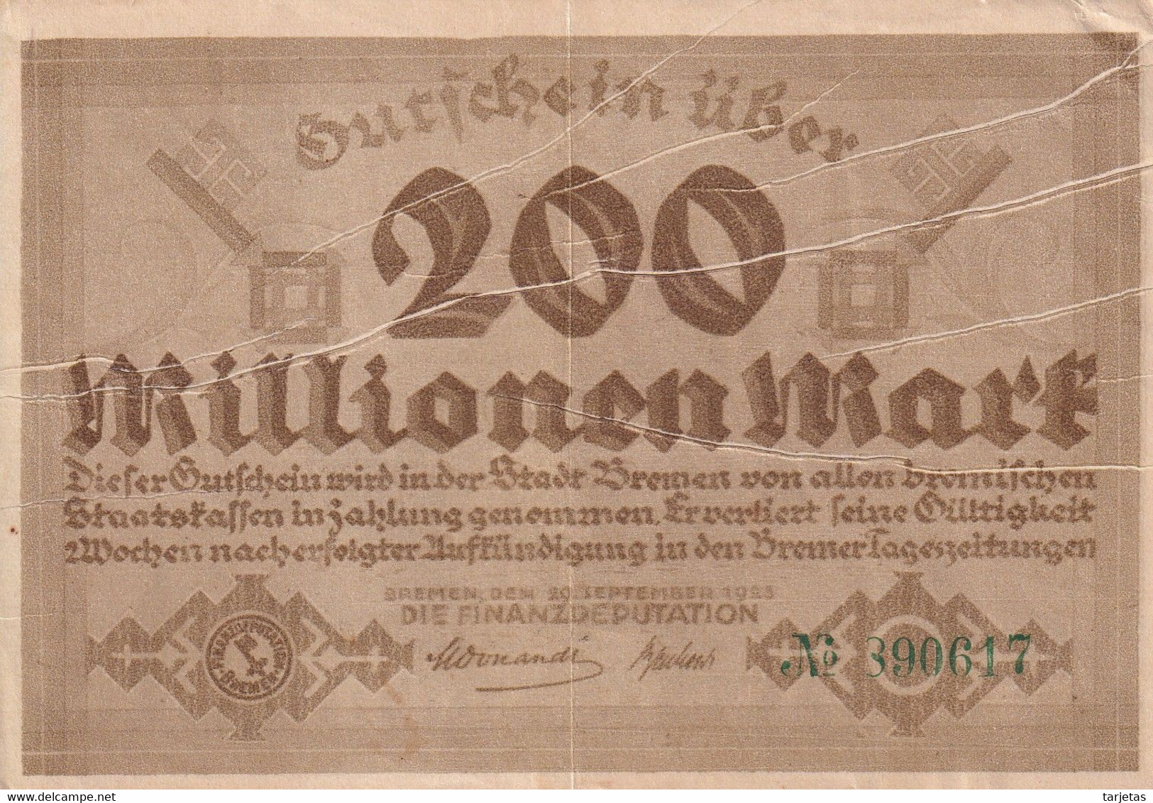 BILLETE DE ALEMANIA DE 200 MILLIONEN DE MARK DEL AÑO 1923  (BANK NOTE) (LEON-LION) - Zonder Classificatie