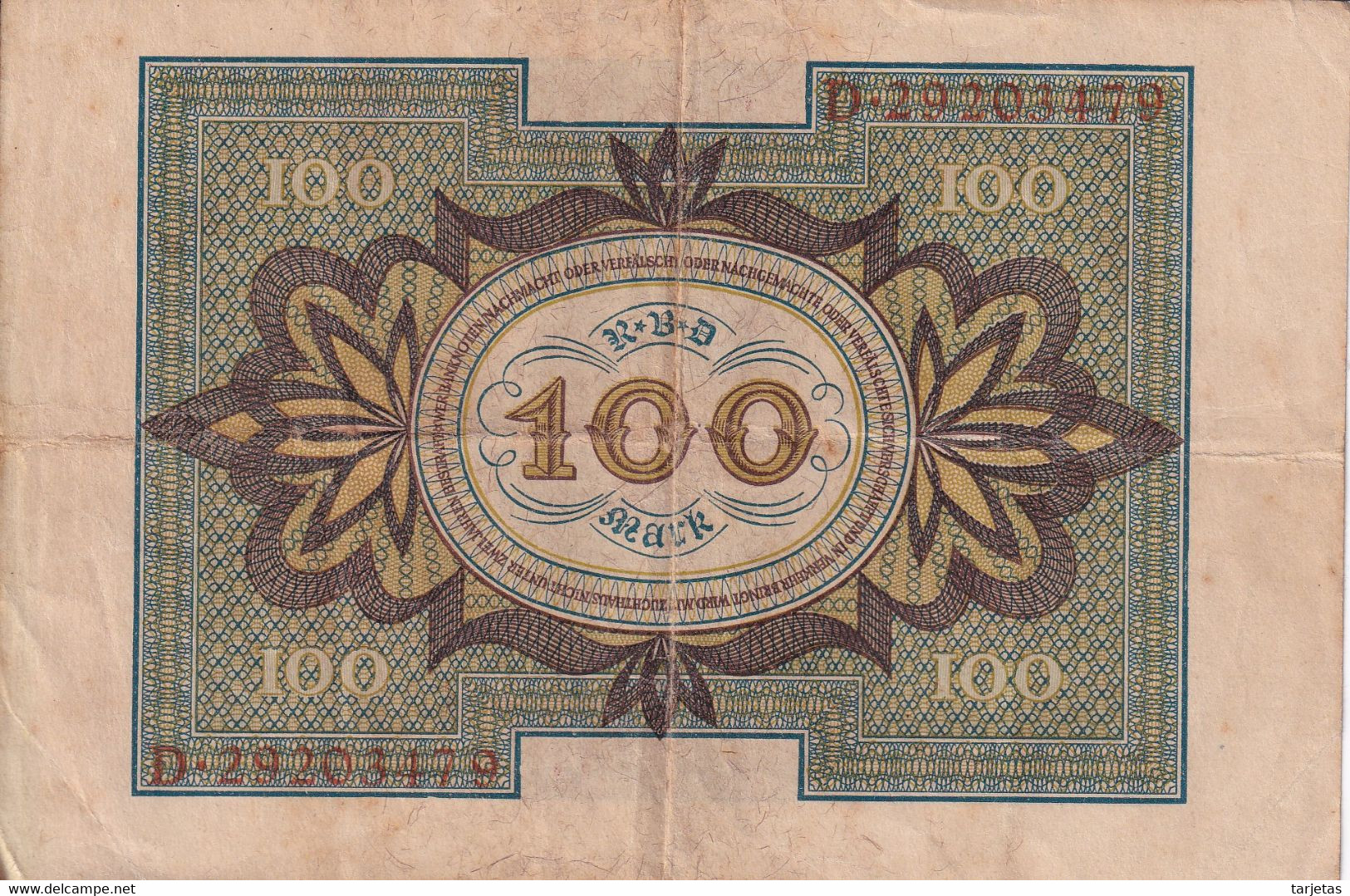 BILLETE DE ALEMANIA DE 100 MARK DEL AÑO 1920  (BANKNOTE) - 100 Mark