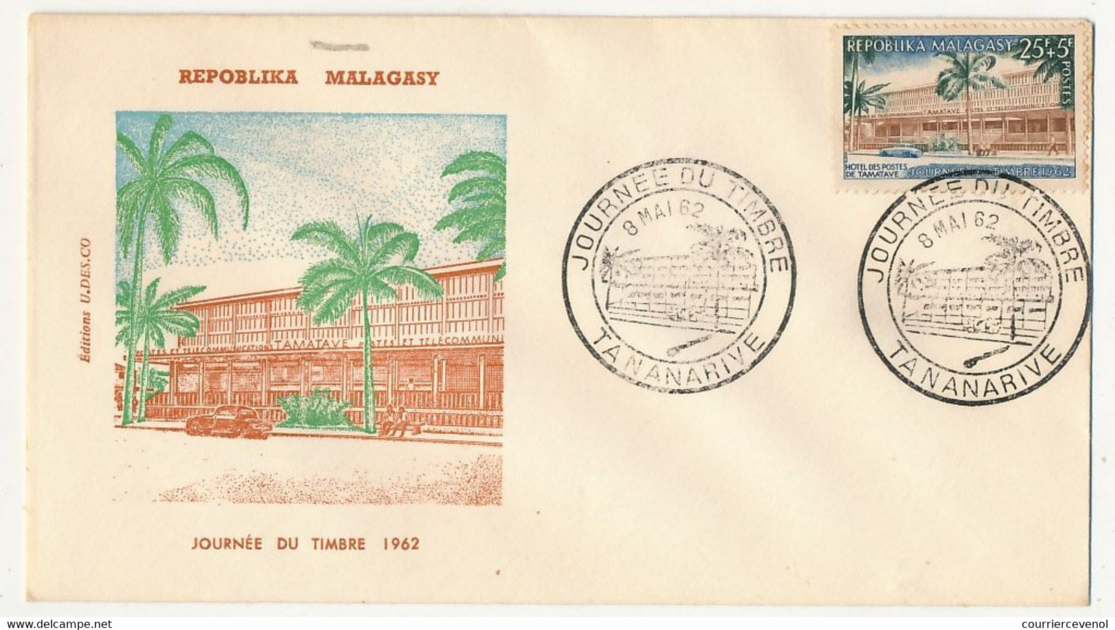 MADAGASCAR - Enveloppe FDC - Journée Du Timbre 1962 - 8 Mai 1962 - Tananarive - Madagaskar (1960-...)