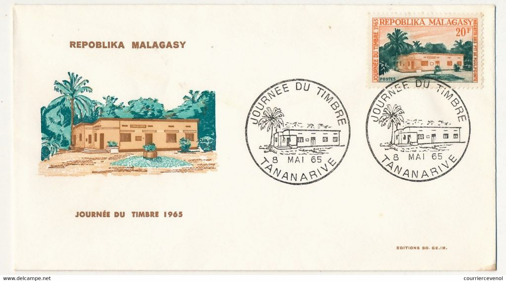 MADAGASCAR - Enveloppe FDC - Journée Du Timbre 1965 - 8 Mai 1965 - Tananarive - Madagascar (1960-...)