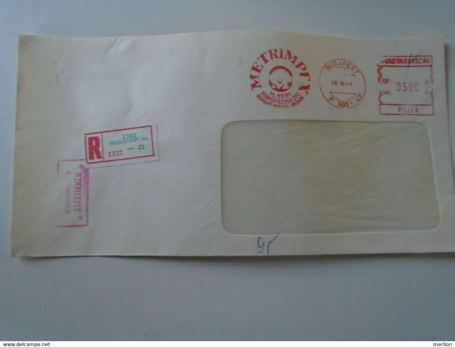 AD00012.51   Hungary Registered  Cover -EMA Red Meter Freistempel-1978 Metrimpex Budapest - Viñetas De Franqueo [ATM]